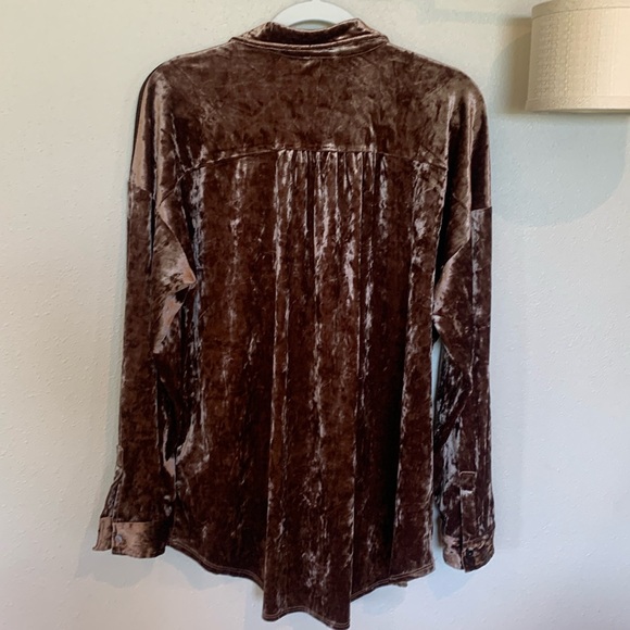Tribal Jeans Velvet Button Down Blouse Shirt in Copper Size Large - Picture 6 of 7